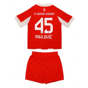 Lacne Dětský Futbalové dres Bayern Munich Aleksandar Pavlovic #45 2025-26 Krátky Rukáv - Domáci (+ trenírky)